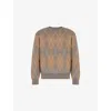 Frame Mens Taupe Multi Argyle-pattern Crewneck Knitted Jumper In Multi