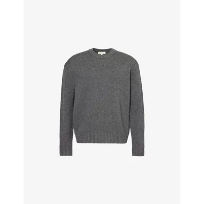 Frame Mens Crew-neck Relaxed-fit Wool And Cashmere-blend Jumper Light Grey Melange