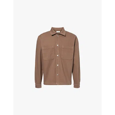 Frame Mens Taupe Double-pocket Relaxed-fit Cotton-terry Shirt In Taupe