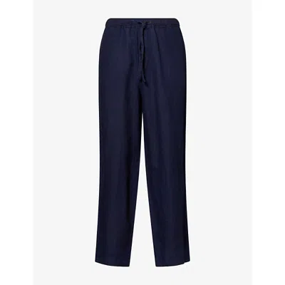 Frame Mens  Drawstring-waist Straight-leg Linen Trousers In Rinse