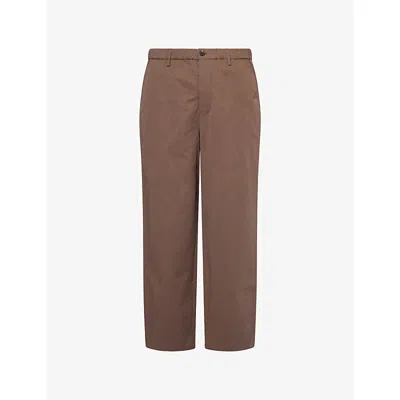 Frame Mens Dark Brown Easy Straight-leg Cotton Trousers