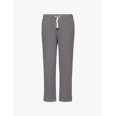Frame Mens Terry Travel Elasticated-waist Tapered-leg Denim Trousers Slate Gray