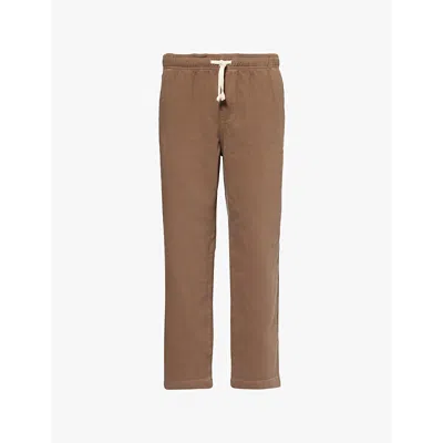 Frame Mens Taupe Terry Travel Elasticated-waist Tapered-leg Denim Trousers