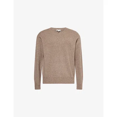 Frame Mens Soft Mocha V-neck Cashmere And Silk Jumper In Brown