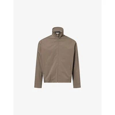 Frame Mens Grey Funnel-neck Nylon Jacket In Brown