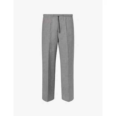 Frame Mens Grey Melange Easy Wide Leg Wool And Linen Trousers In Gray