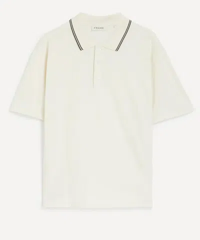 Frame Mens Light Pique Short-sleeve Polo In White