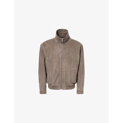 Frame Mens Long-sleeve Suede Bomber Jacket Warm Beige