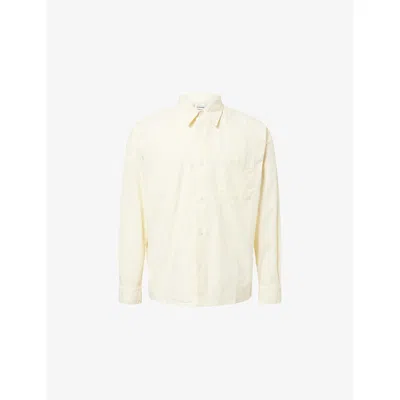 Frame Mens Long-sleeve Textured Cotton Shirt Off White