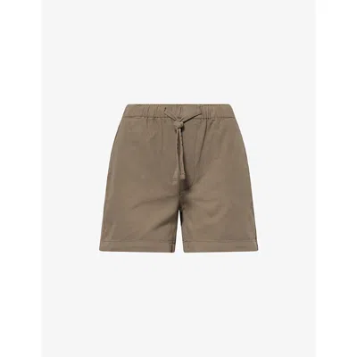 Frame Mens Military Khaki Canvas High-rise Cotton Shorts In Brown