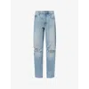 Frame Mens Momentum Destructed Brand-patch Relaxed-fit Denim Jeans In Multi