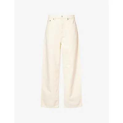 Frame Mens Baggy-fit Wide-leg Denim Jean Off White Grind