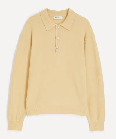 Frame Mens Old Yellow Boiled Wool Polo Jumper