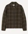 Frame Padded Checked Virgin Wool-tweed Blouson Jacket In Brown