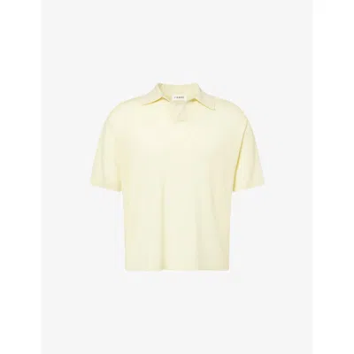 Frame Mens Pale Yellow Superfine Short-sleeve Wool And Cashmere Blend Polo Top In Gold