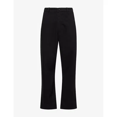 Frame Mens Relaxed-fit Cotton-canvas Chino Trousers Black