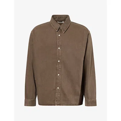 Frame Mens Relaxed-fit Denim Overshirt Brownstone