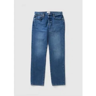 Frame Mens Stacked Straight Jeans In Indigo Snow In Blue