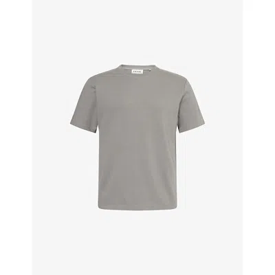 Frame Mens Crewneck Brand-embroidered Regular-fit Cotton-jersey T-shirt Storm Grey