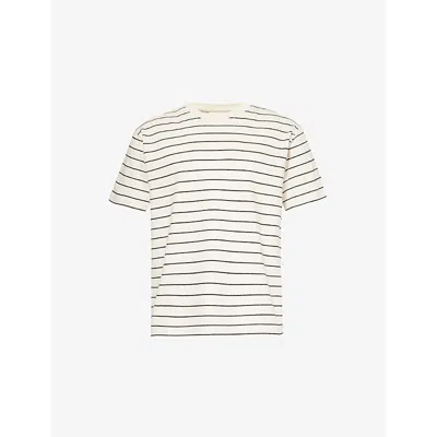 Frame Mens  Striped Relaxed-fit Cotton T-shirt In Natural/black