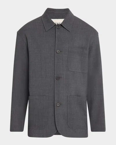 Frame Mens Wool Chore Coat In Charcoal Grey