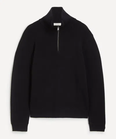 Frame Mens Zip-up Wool Jumper In Black