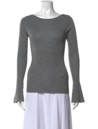 Pre-owned Frame Merino Wool Bateau Neckline Top In Grey