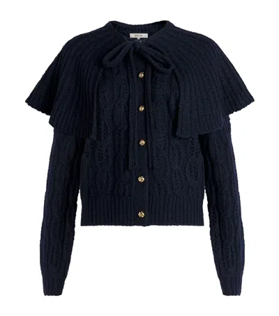 Frame Merino Wool-blend Cape Sweater In Blue