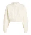 Frame Cable Stitch Crop Wool Cardigan In Ivory