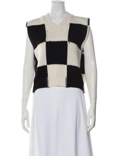 Pre-owned Frame Merino Wool Colorblock Pattern Sweater In White