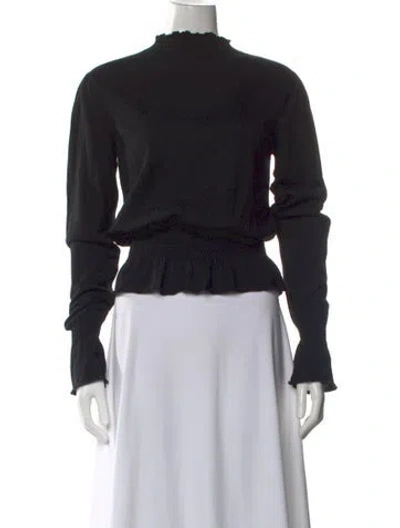 Pre-owned Frame Merino Wool Mock Neck Sweater In Black