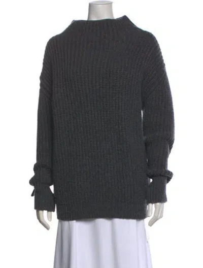 Pre-owned Frame Merino Wool Mock Neck Sweater In Gray