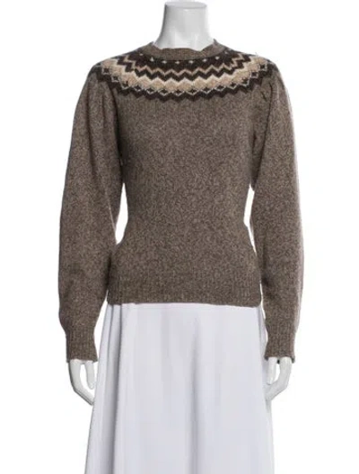 Pre-owned Frame Merino Wool Patterned Sweater In Brown