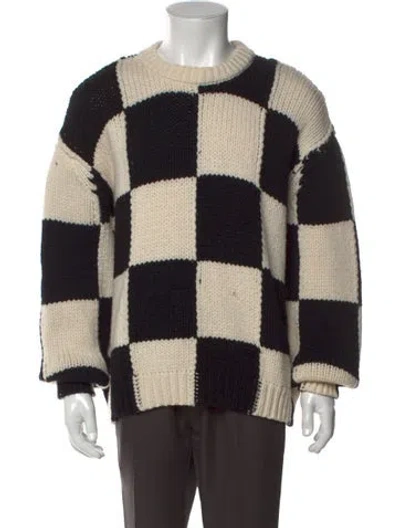 Pre-owned Frame Merino Wool Plaid Print Pullover In Black