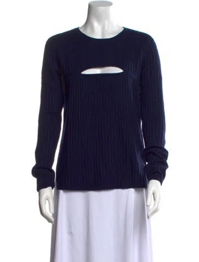 Pre-owned Frame Merino Wool Scoop Neck Sweater In Blue