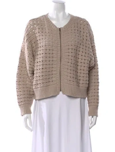 Pre-owned Frame Merino Wool Scoop Neck Sweater In Neutral