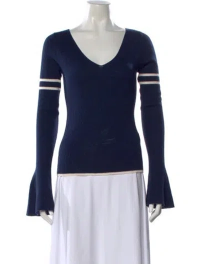 Pre-owned Frame Merino Wool Striped Sweater In Blue