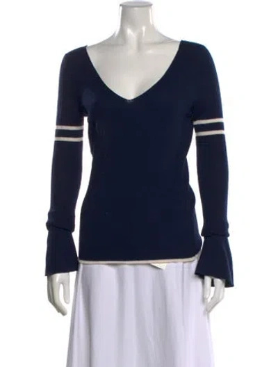 Pre-owned Frame Merino Wool Striped Sweater In Blue