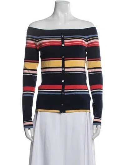 Pre-owned Frame Merino Wool Striped Sweater In Blue