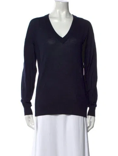 Pre-owned Frame Merino Wool V-neck Sweater In Blue