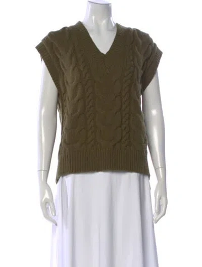 Pre-owned Frame Merino Wool V-neck Sweater In Green