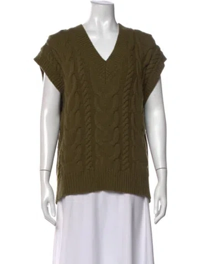 Pre-owned Frame Merino Wool V-neck Sweater In Green