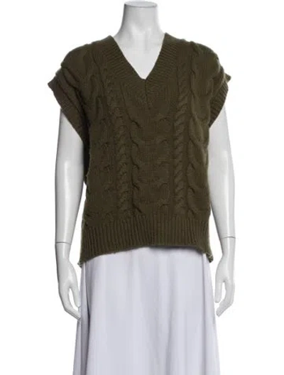 Pre-owned Frame Merino Wool V-neck Sweater In Green