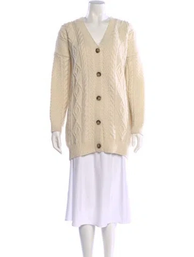 Pre-owned Frame Merino Wool V-neck Sweater In Neutral
