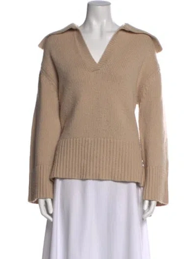 Pre-owned Frame Merino Wool V-neck Sweater In Neutral