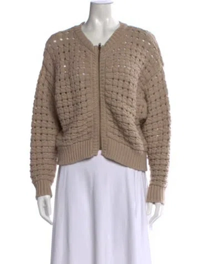 Pre-owned Frame Merino Wool V-neck Sweater In Neutrals