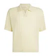 Frame Merino-cashmere Short-sleeve Polo Sweater In Yellow