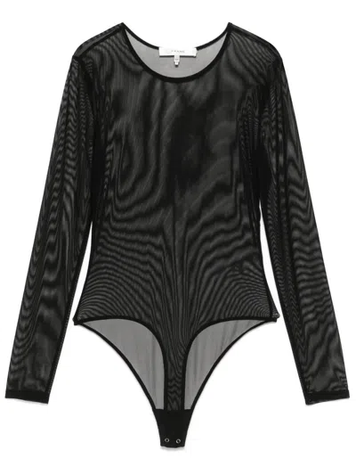 Frame Mesh Bodysuit In Schwarz