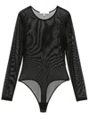 Frame Mesh Bodysuit In Schwarz