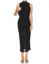 Frame Denim Mesh Mock Neck Maxi Dress In Black